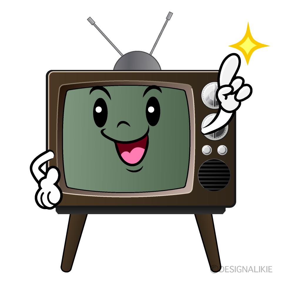 かわいい指差し古いテレビイラスト