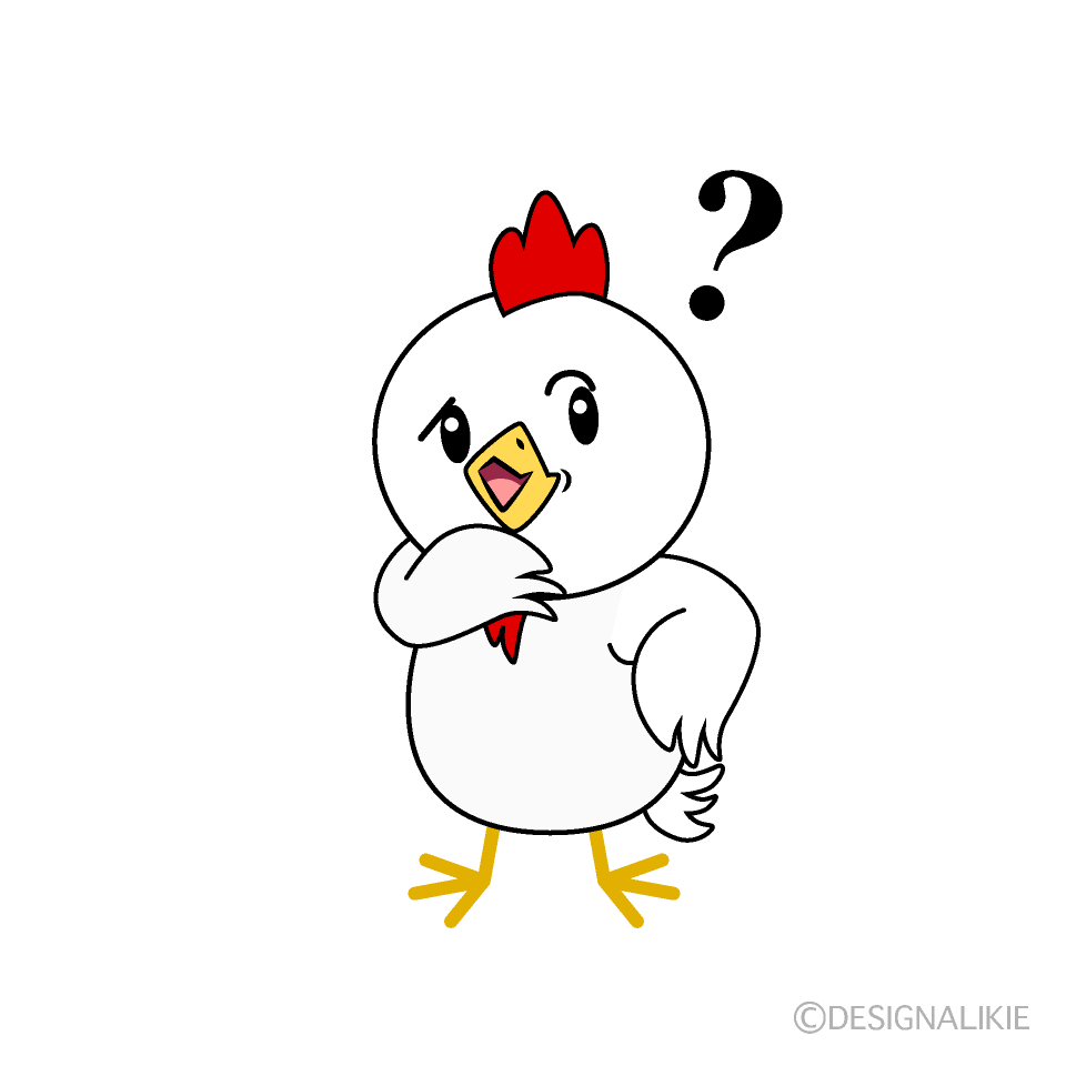 かわいい考えるニワトリイラスト