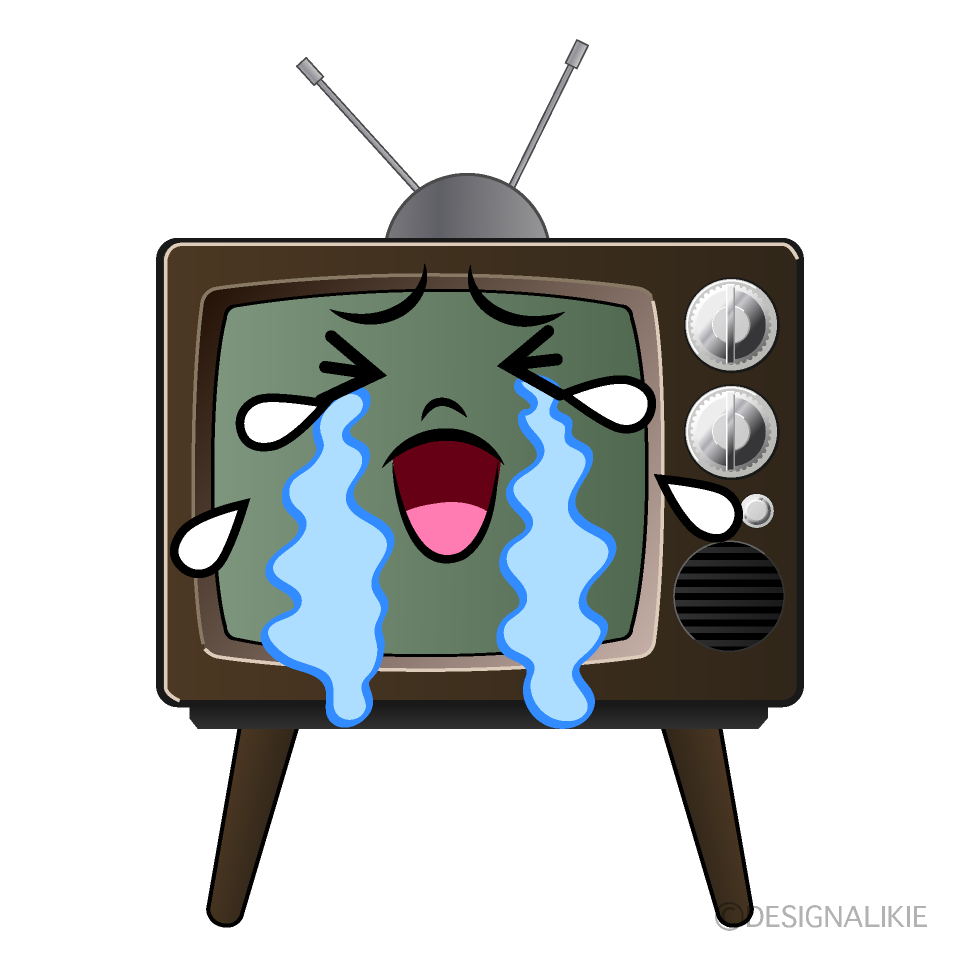 かわいい泣く古いテレビイラスト