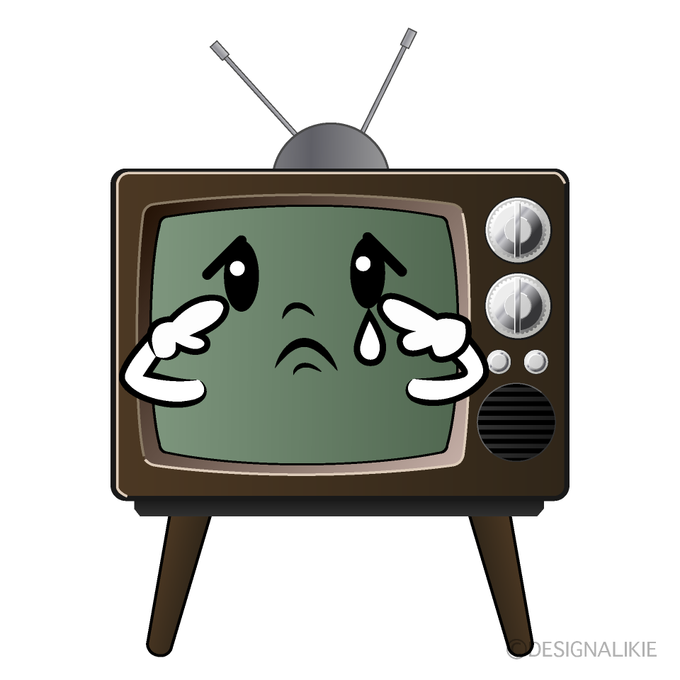 かわいい悲しい古いテレビイラスト