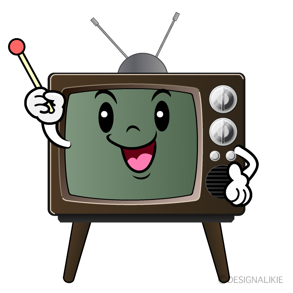 かわいい説明する古いテレビイラスト