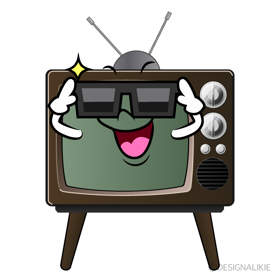 かわいいサングラスをかけた古いテレビイラスト