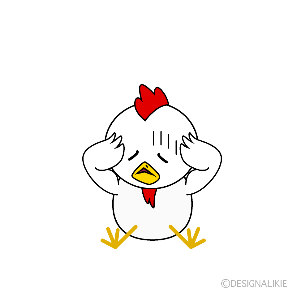 かわいい落ち込むニワトリイラスト