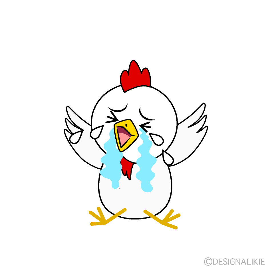 かわいい泣くニワトリイラスト