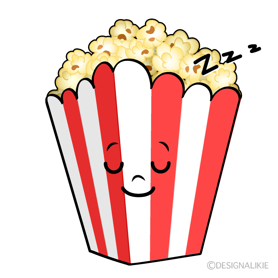 かわいい寝るポップコーンイラスト