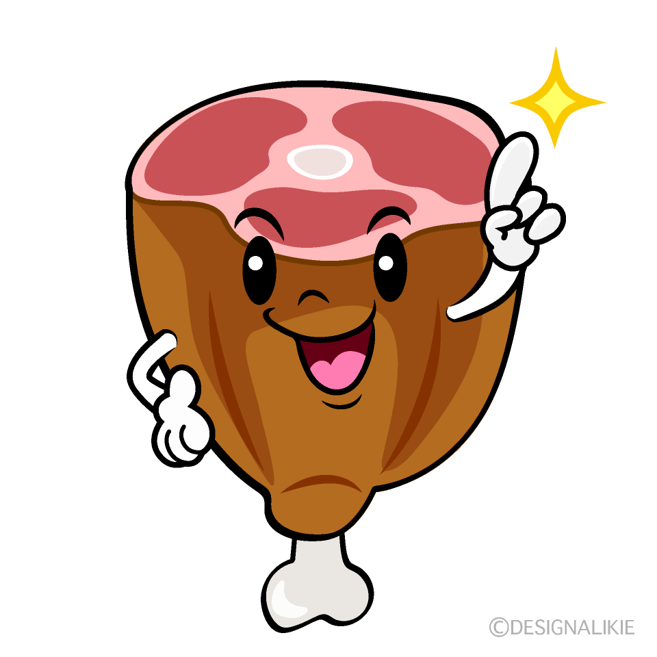 かわいい指差し肉イラスト