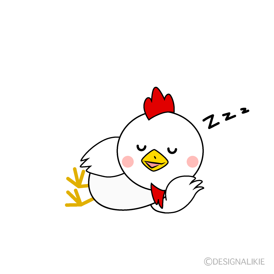 かわいい寝るニワトリイラスト