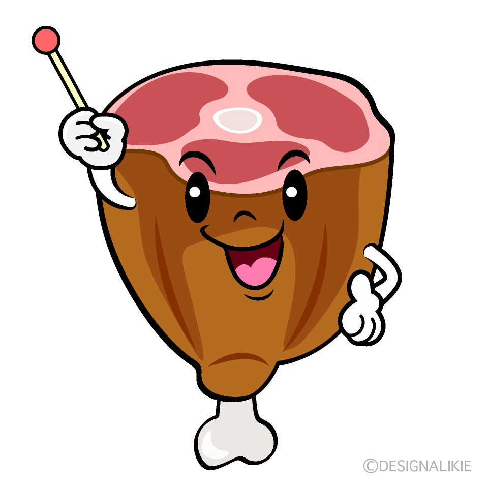 かわいい説明する肉イラスト