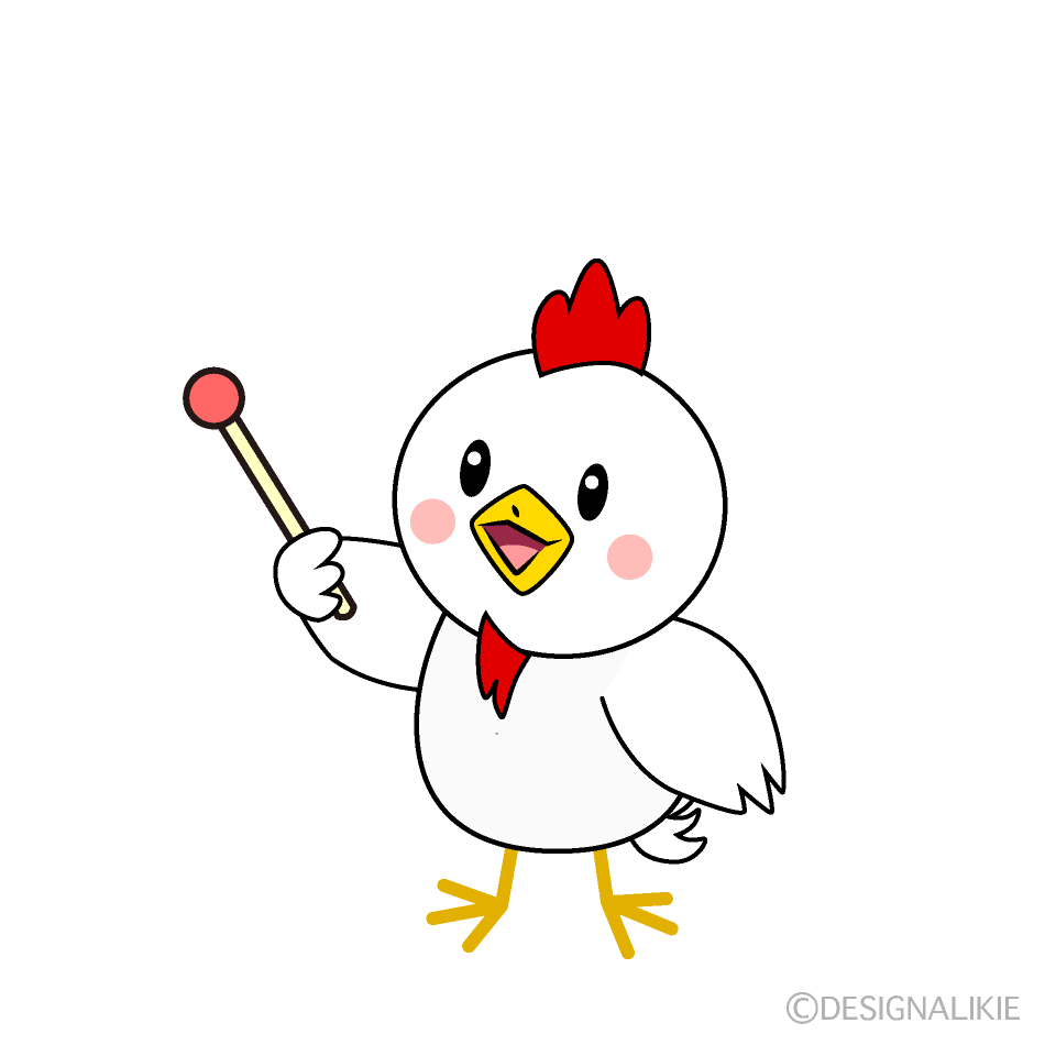 かわいい説明するニワトリイラスト
