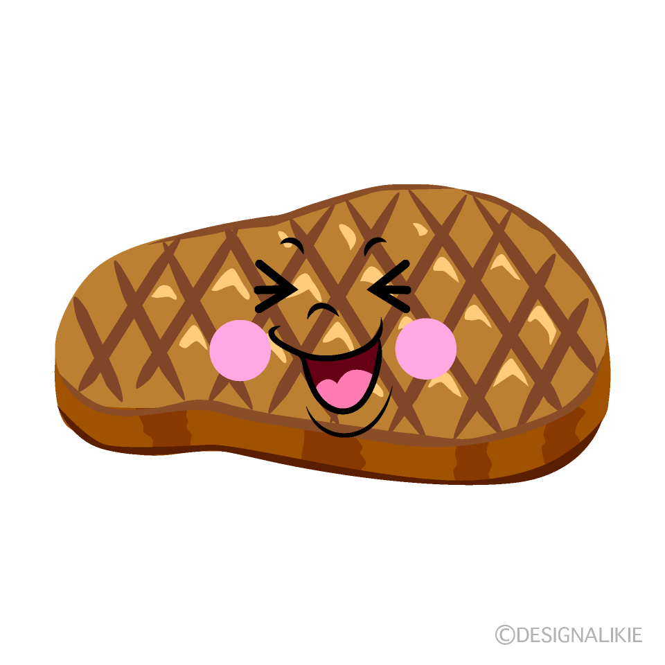 かわいい笑うステーキイラスト
