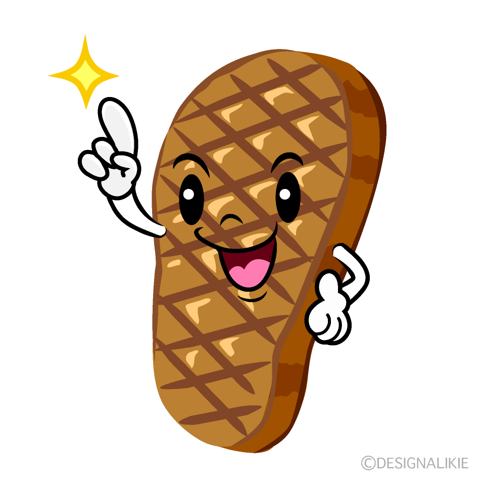 かわいい指差し肉イラスト