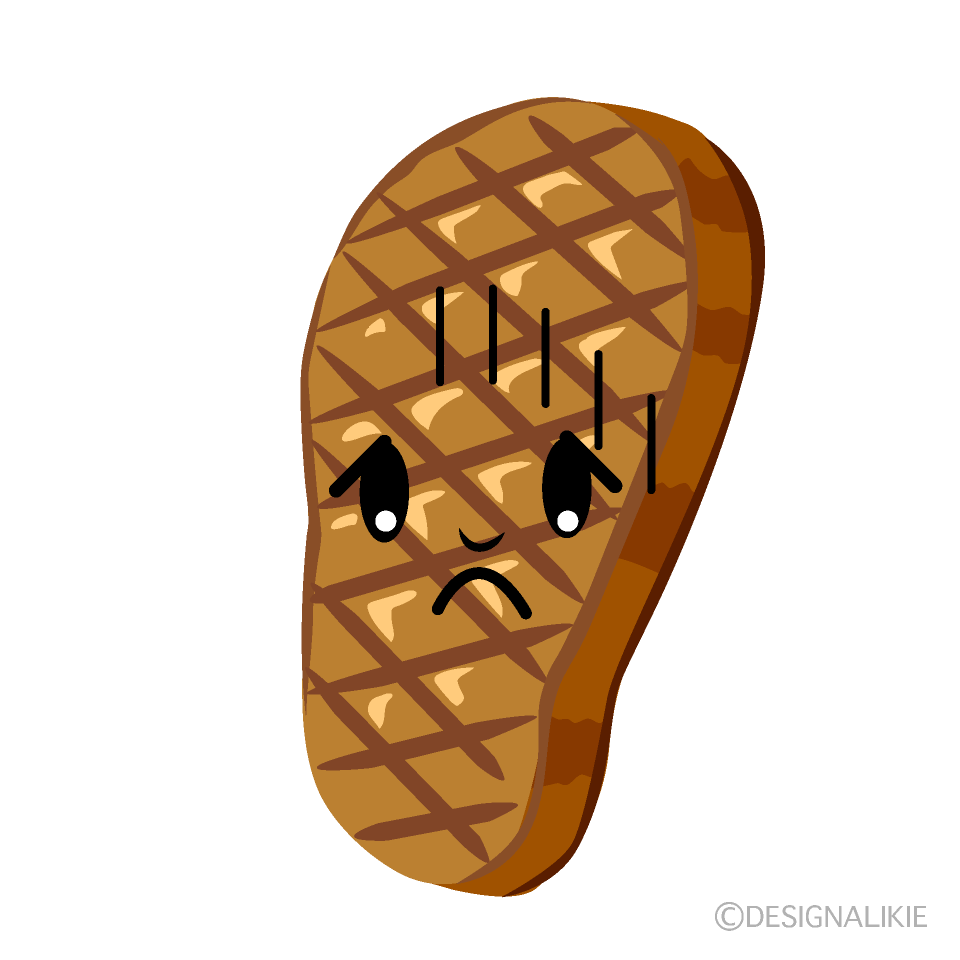 かわいい落ち込むステーキイラスト