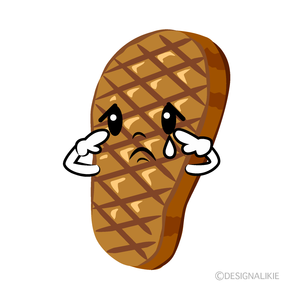 かわいい悲しいステーキイラスト