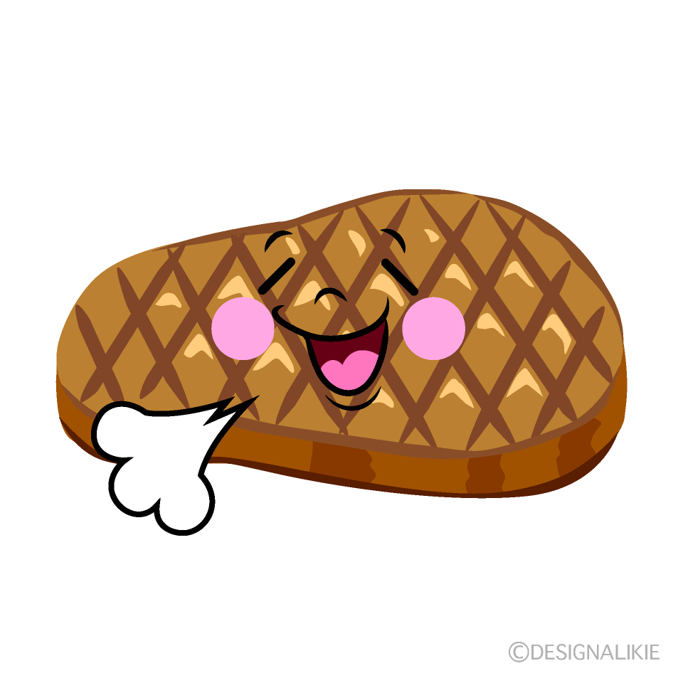 かわいいリラックスしたステーキイラスト