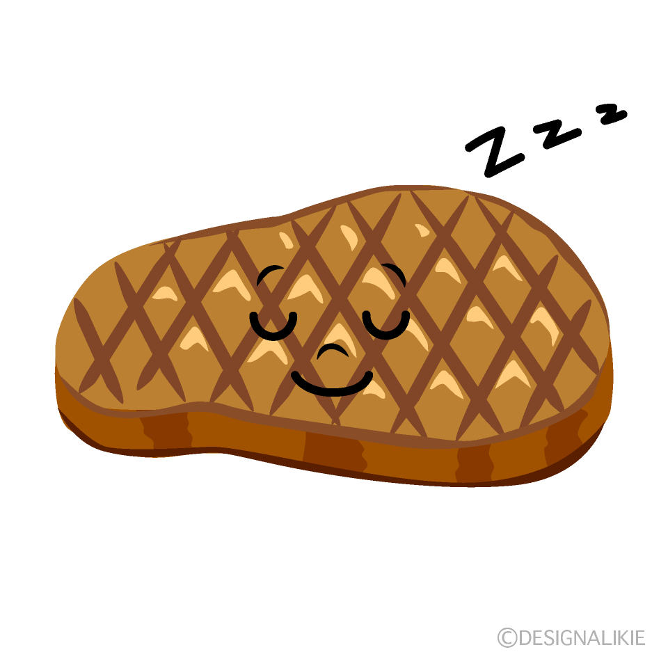 かわいい寝るステーキイラスト