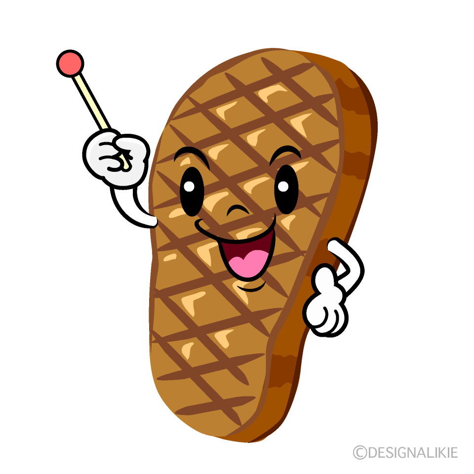 かわいい説明するステーキイラスト
