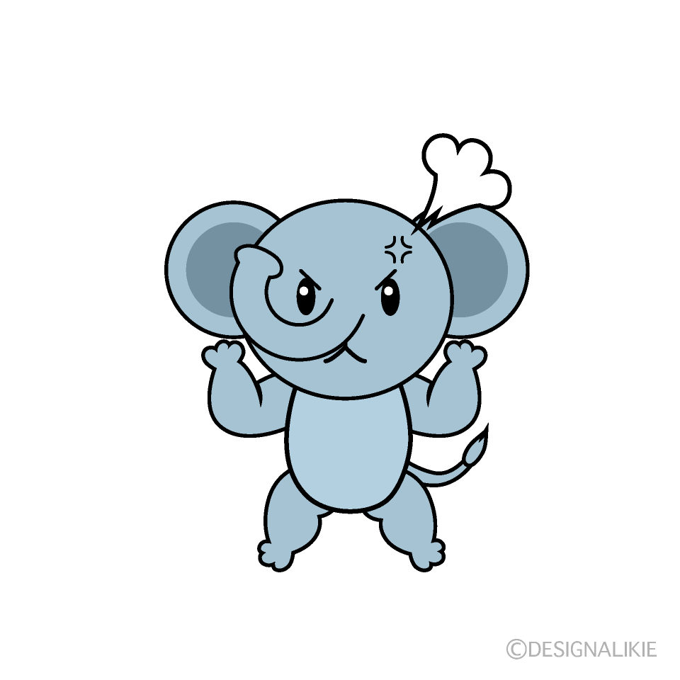 かわいい怒るゾウイラスト
