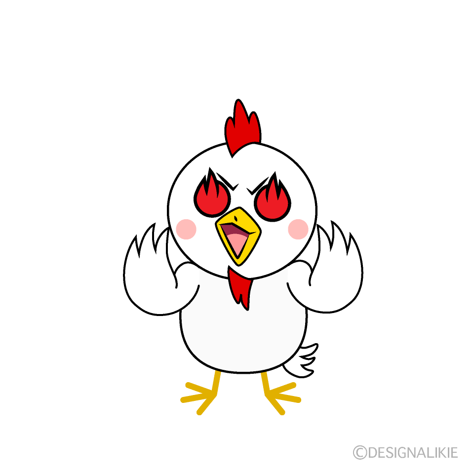 かわいい燃えるニワトリイラスト