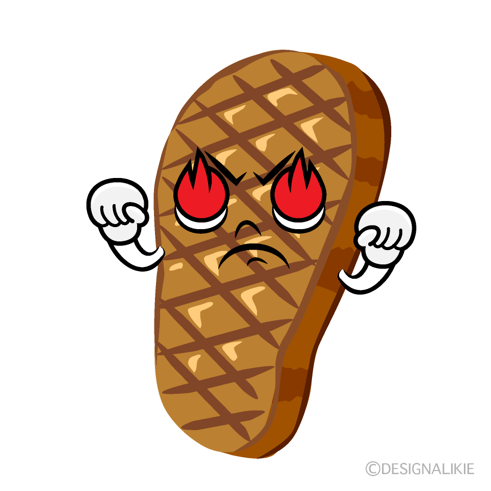 かわいい燃えるステーキイラスト