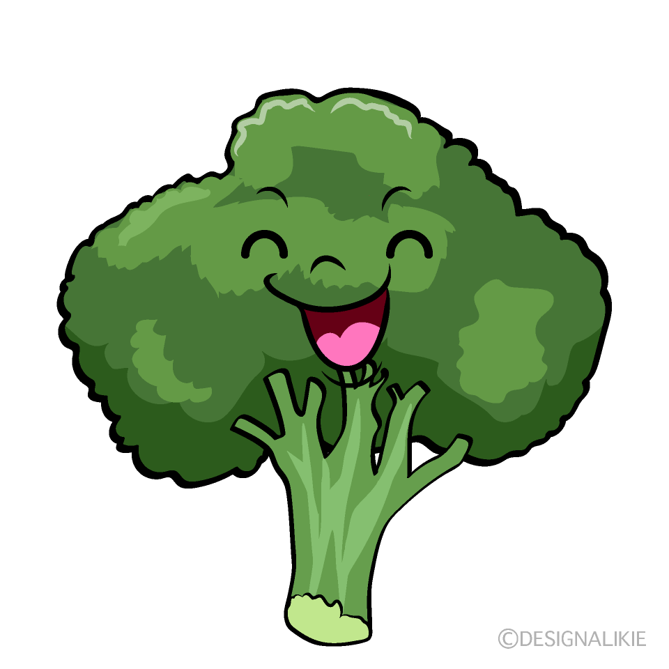 かわいい笑顔のブロッコリーイラスト