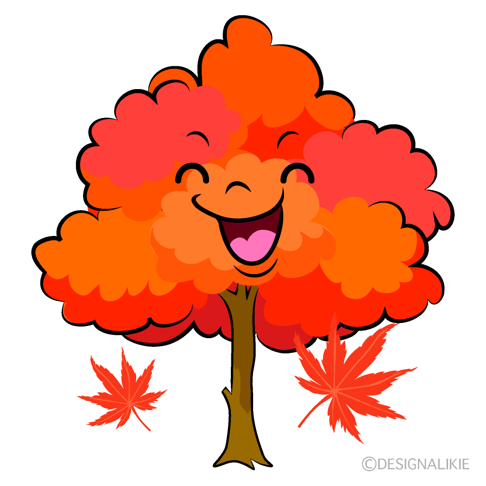 かわいい笑顔のモミジ木イラスト