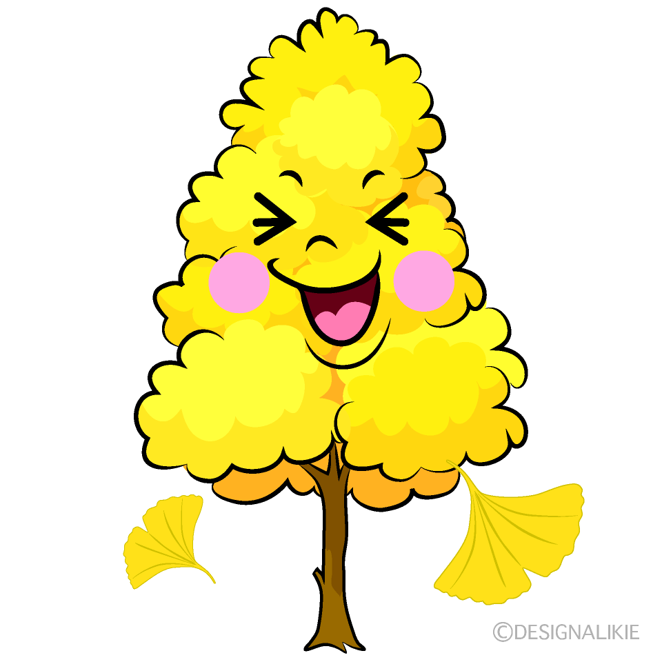 Cute Laughing Ginkgo Tree Clipart