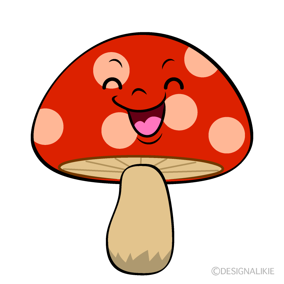 かわいい笑顔のキノコイラスト