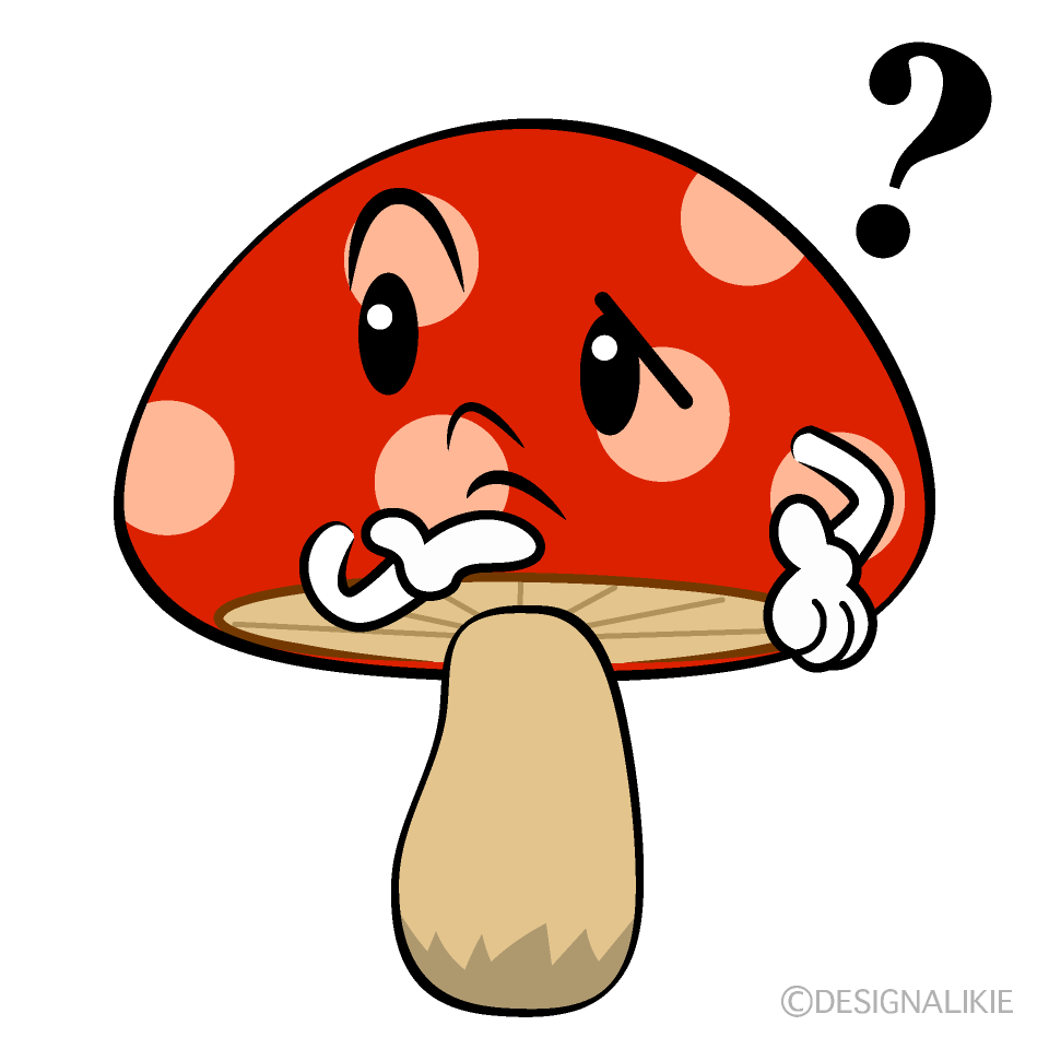 かわいい考えるキノコイラスト