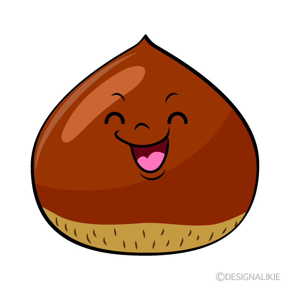 かわいい笑顔の栗イラスト