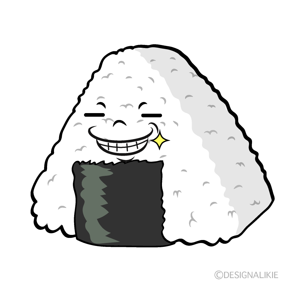 かわいいニヤリと笑うおにぎりイラスト
