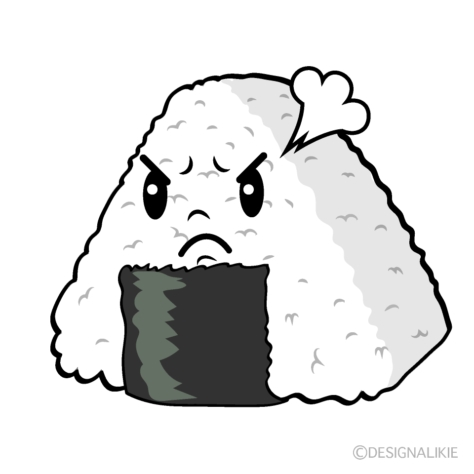 かわいい怒るおにぎりイラスト