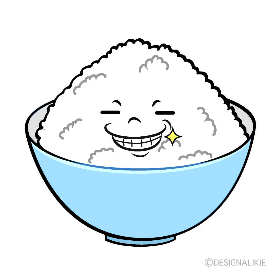 かわいいニヤリと笑うご飯イラスト