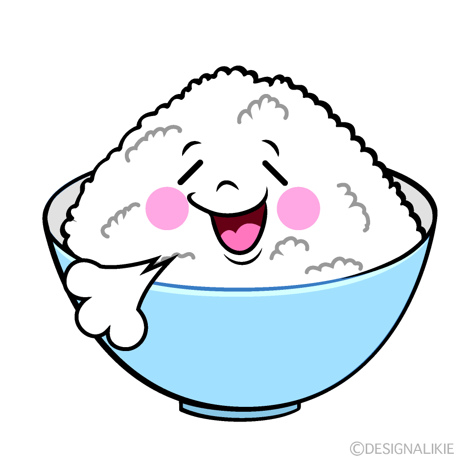 かわいいリラックスするご飯イラスト