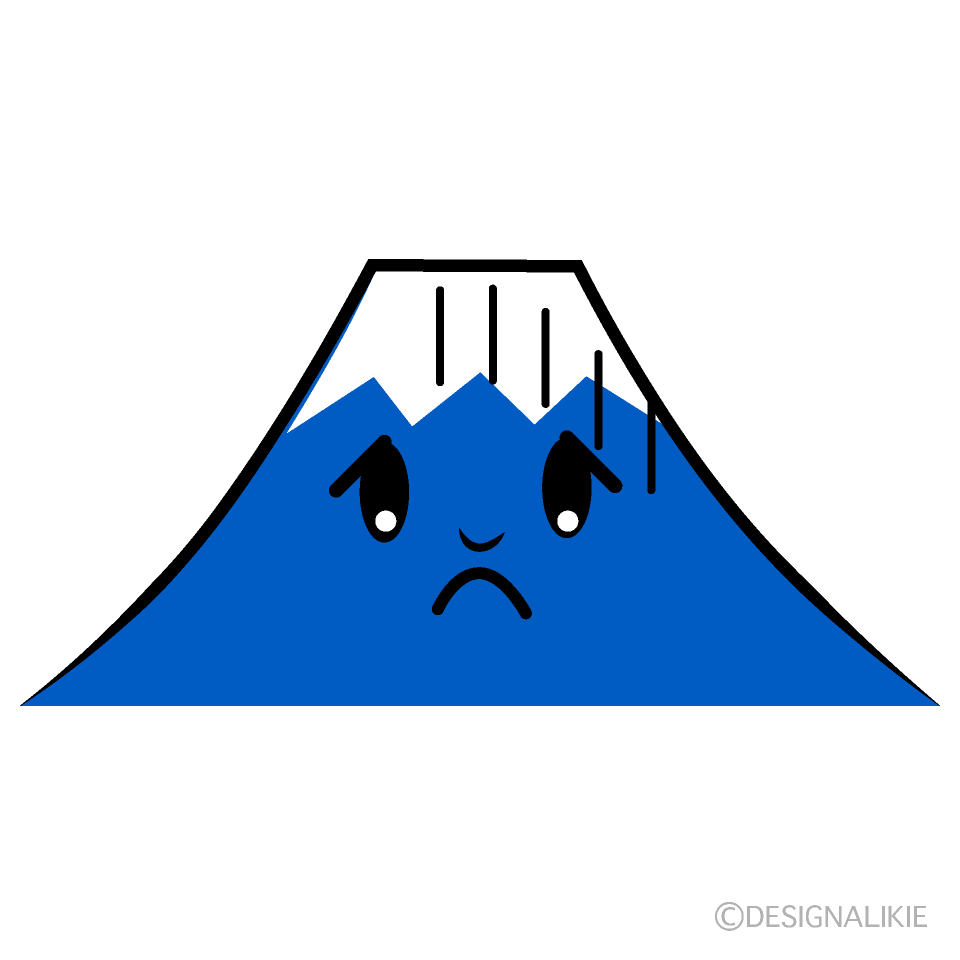 かわいい天気の悪い富士山イラスト