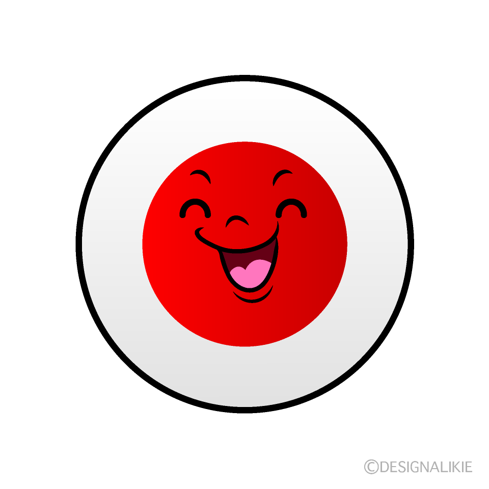 かわいい笑顔の日本国旗（丸型）イラスト