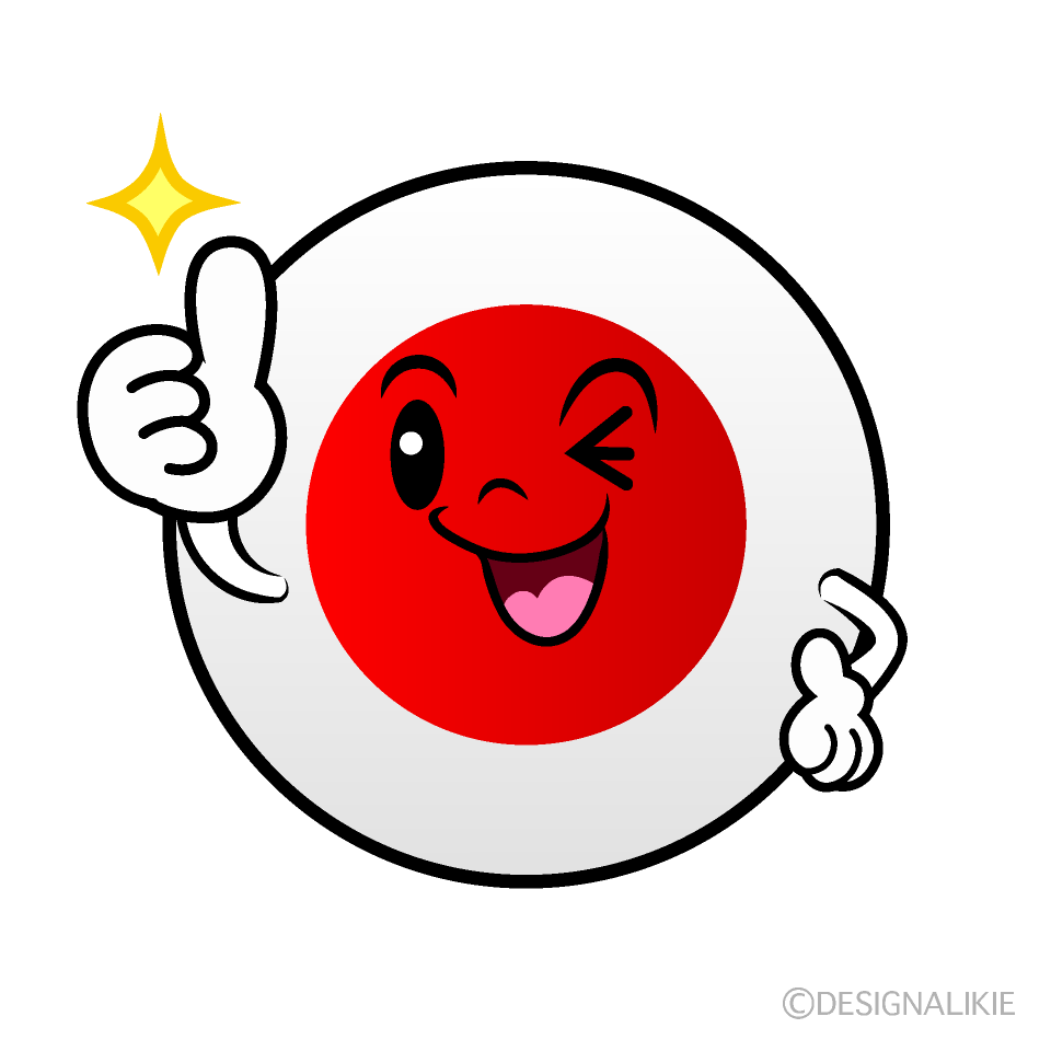 かわいいいいね！の日本国旗（丸型）イラスト