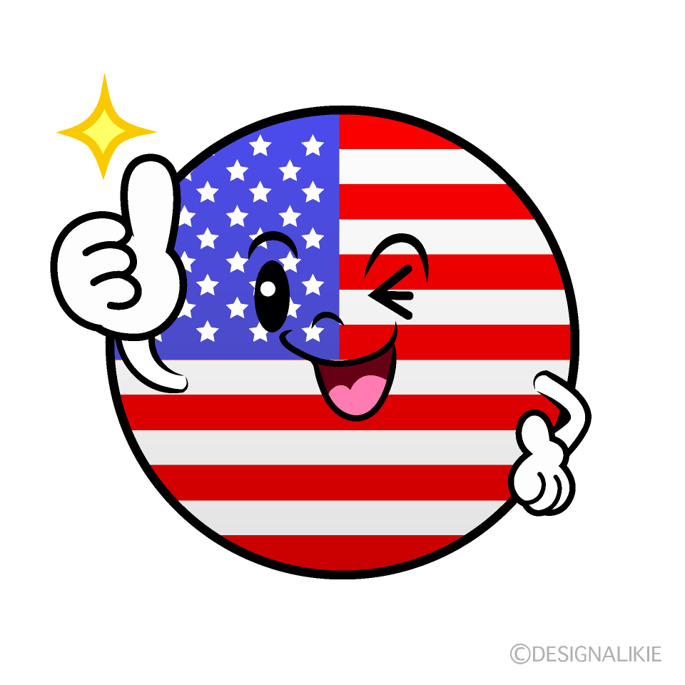 かわいいいいね！のアメリカ国旗（丸型）イラスト