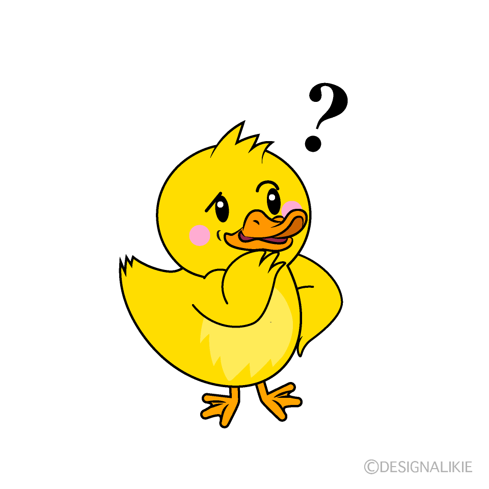 かわいい考えるアヒルイラスト