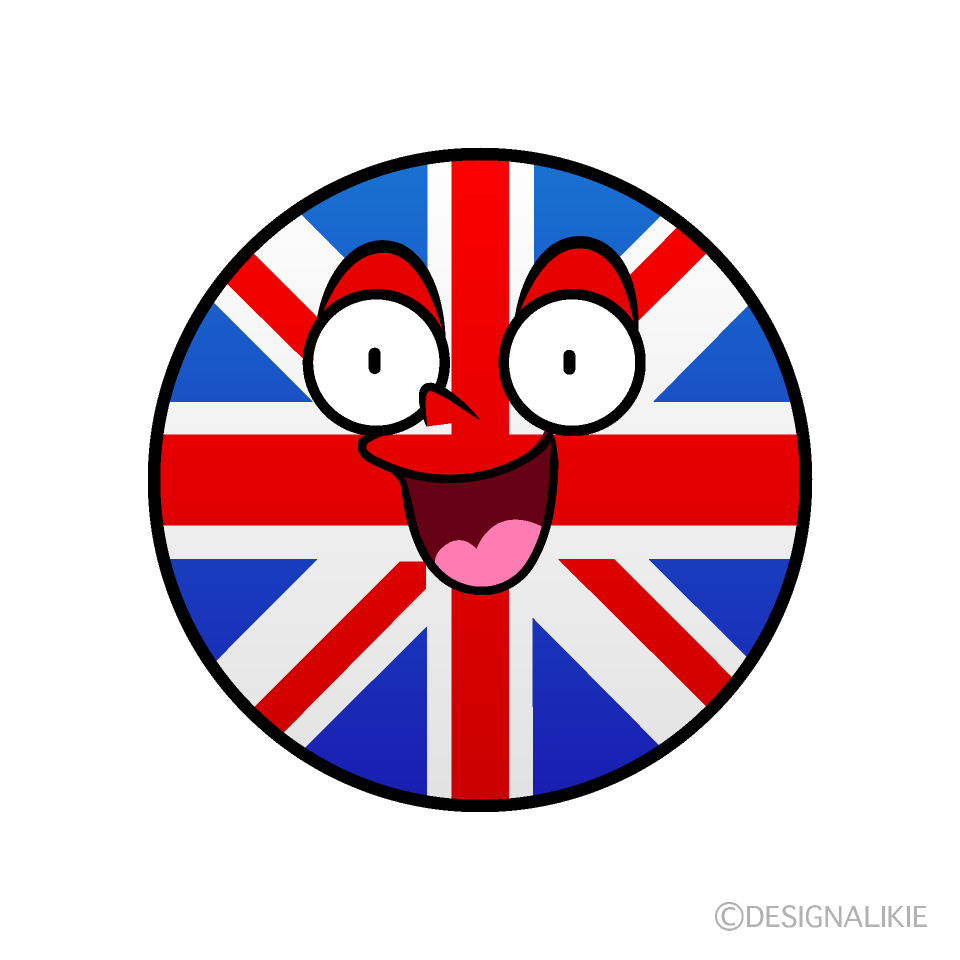 かわいい驚くイギリス国旗（丸型）イラスト