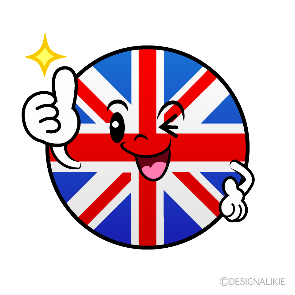 かわいいいいね！のイギリス国旗（丸型）イラスト