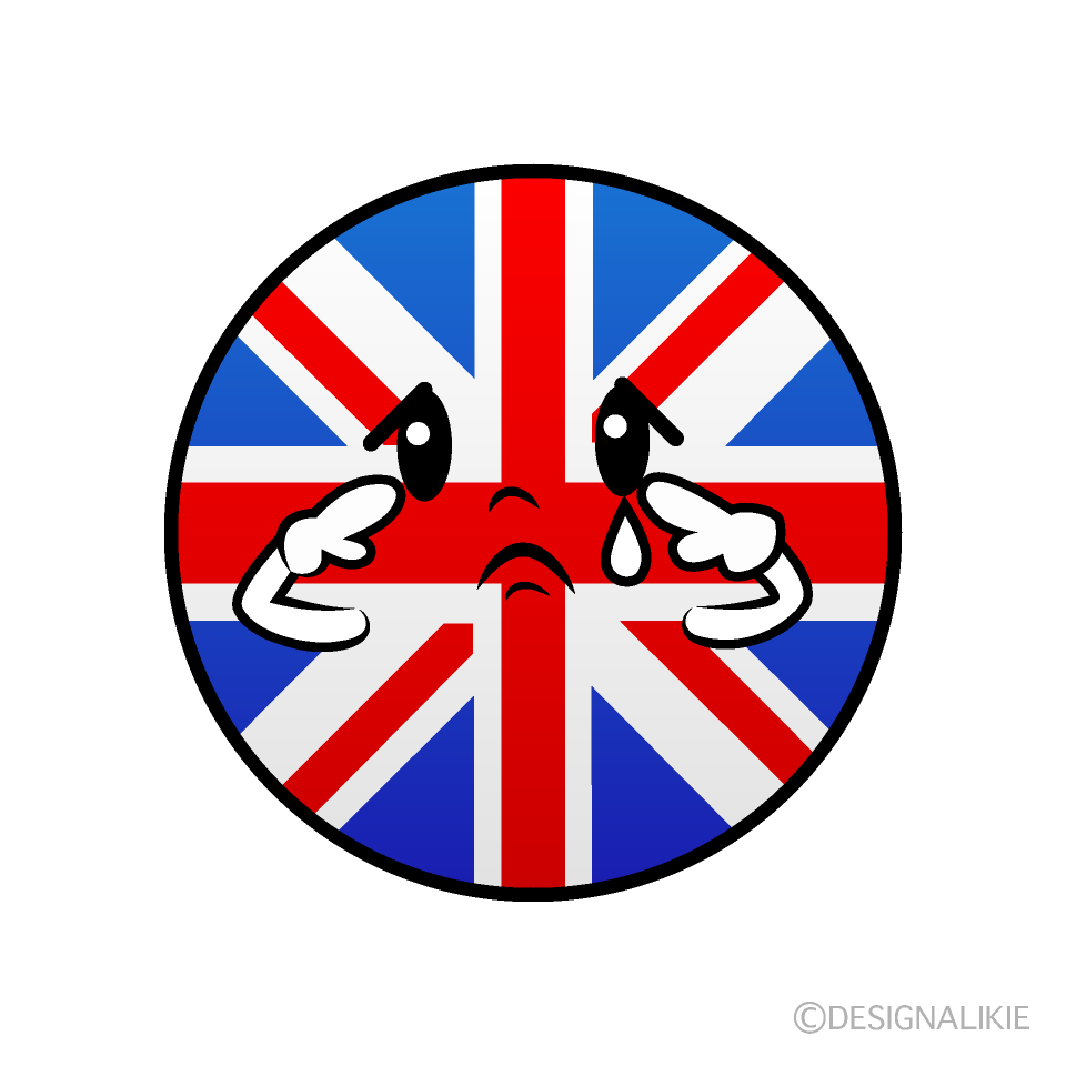 かわいい悲しいイギリス国旗（丸型）イラスト