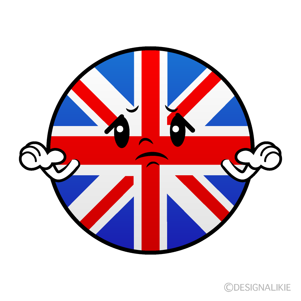 かわいい困るイギリス国旗（丸型）イラスト