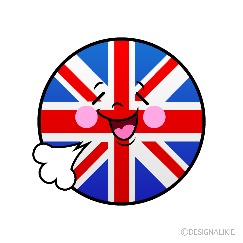 かわいいリラックスるイギリス国旗（丸型）イラスト