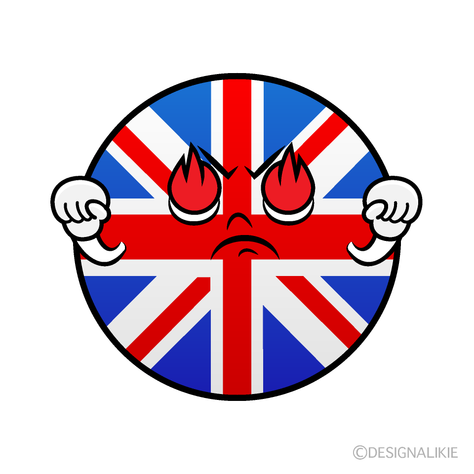 かわいい熱意のあるイギリス国旗（丸型）イラスト