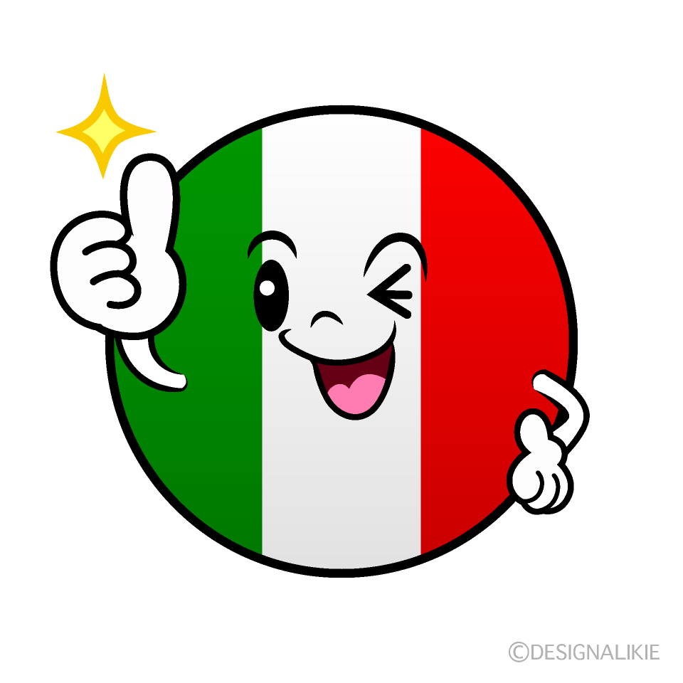 かわいいいいね！のイタリア国旗（丸型）イラスト