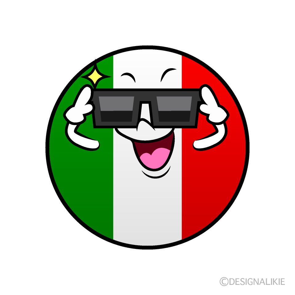 Cute Sunglasses Italian Flag (Round) Clipart