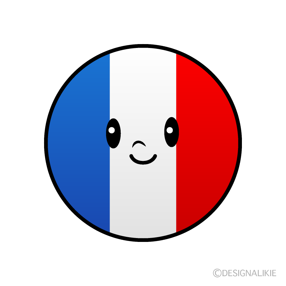 かわいいフランス国旗（丸型）イラスト