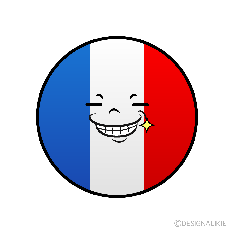 Cute Grinning French Flag (Round) Clipart