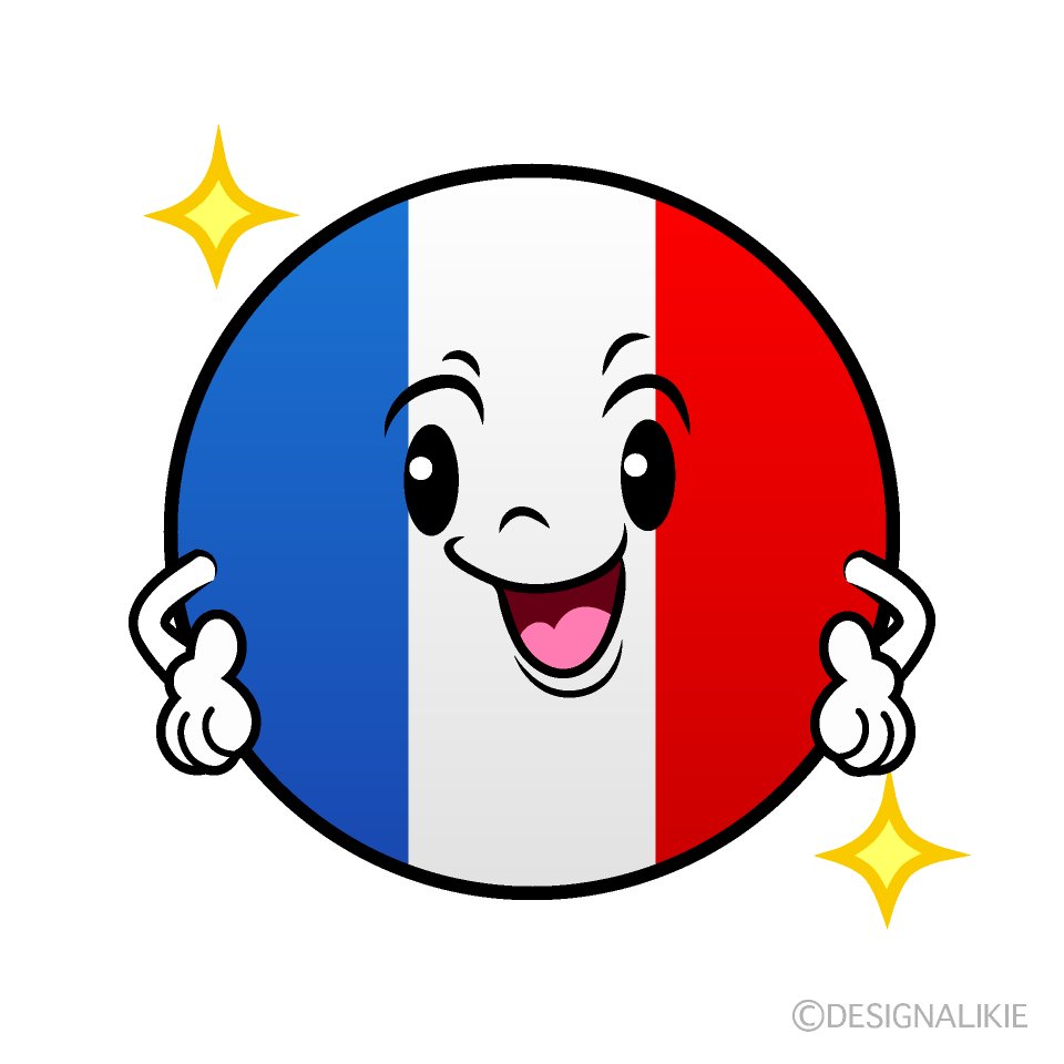 かわいい自信満々なフランス国旗（丸型）イラスト