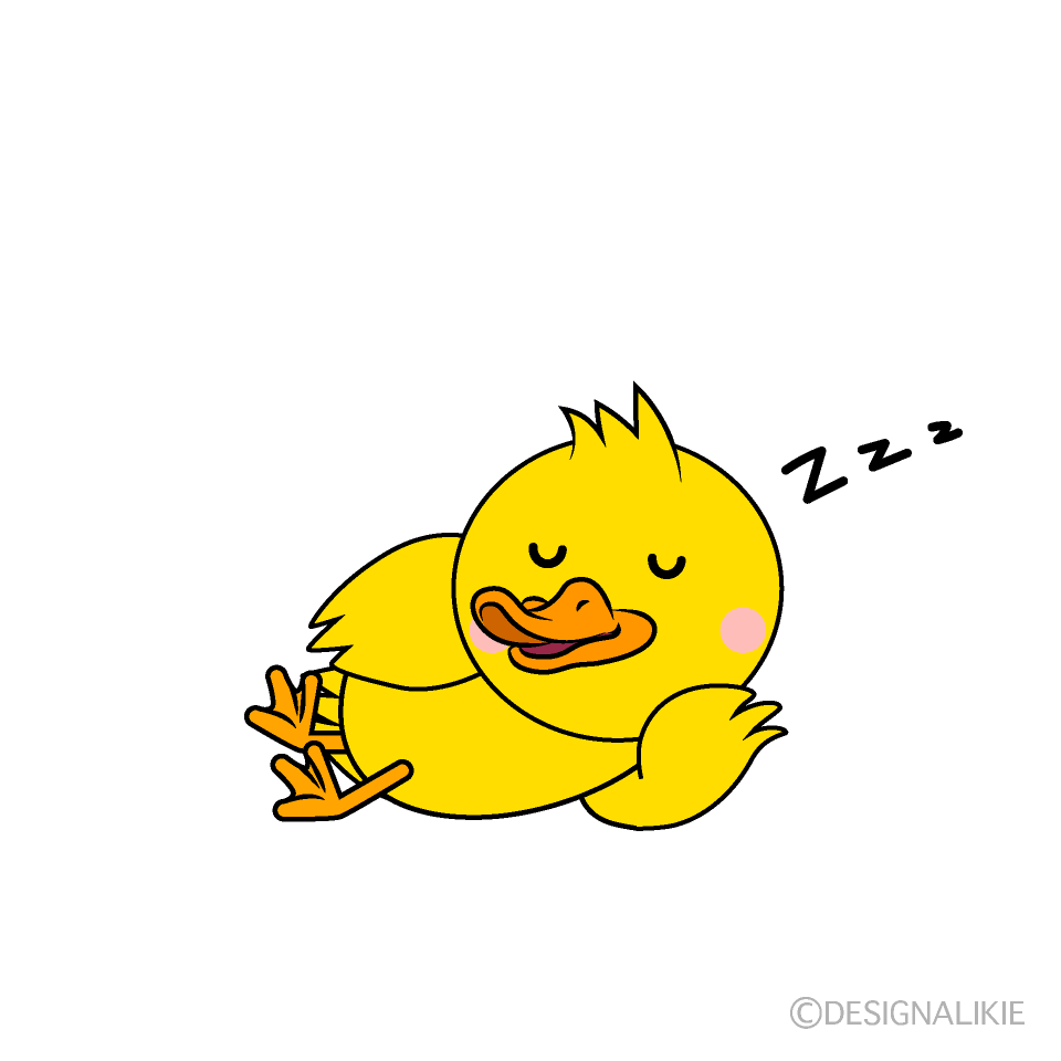 かわいい寝るアヒルイラスト